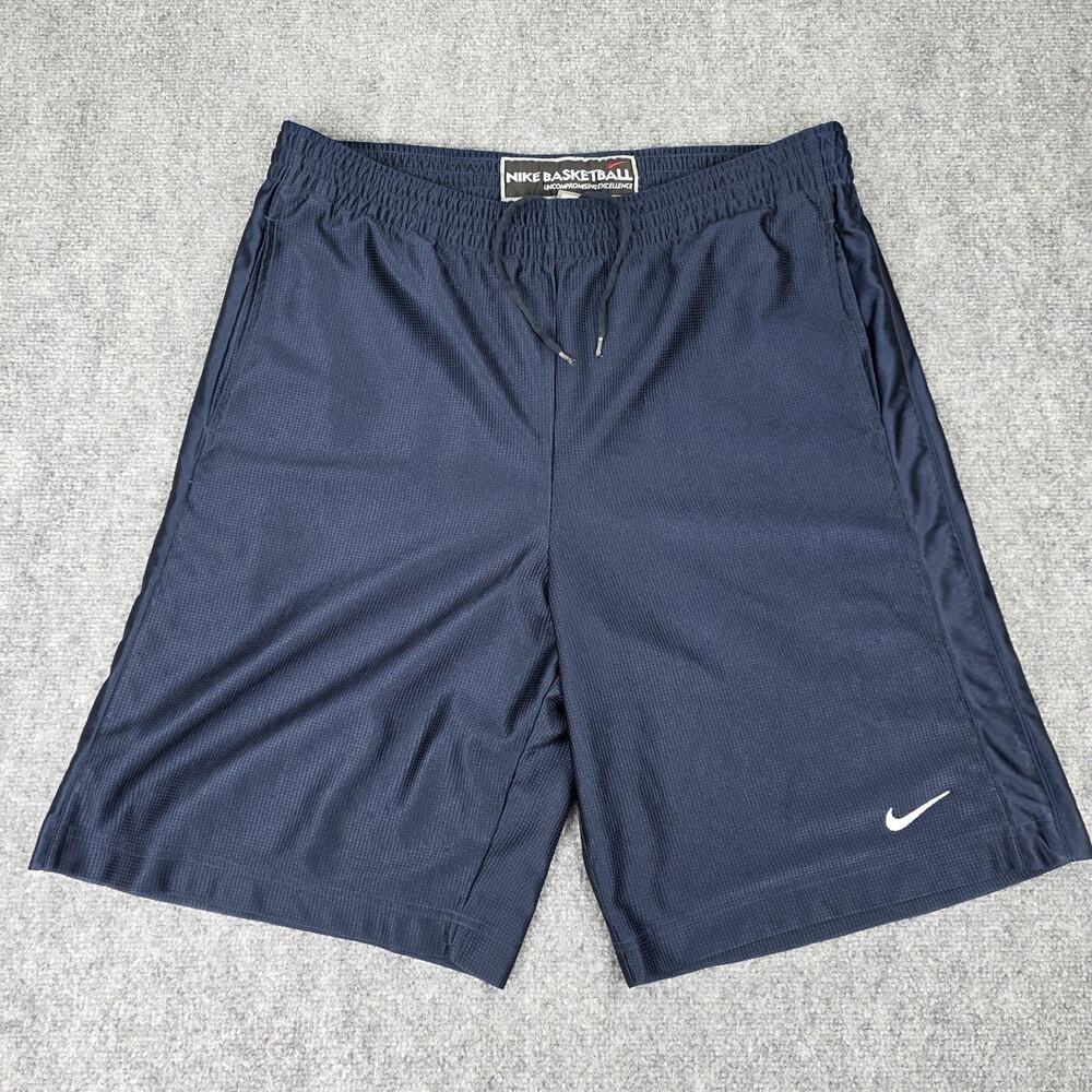 Nike Basketball Shorts Mens Large Blue Mesh Athletic Elastic Waist Pockets